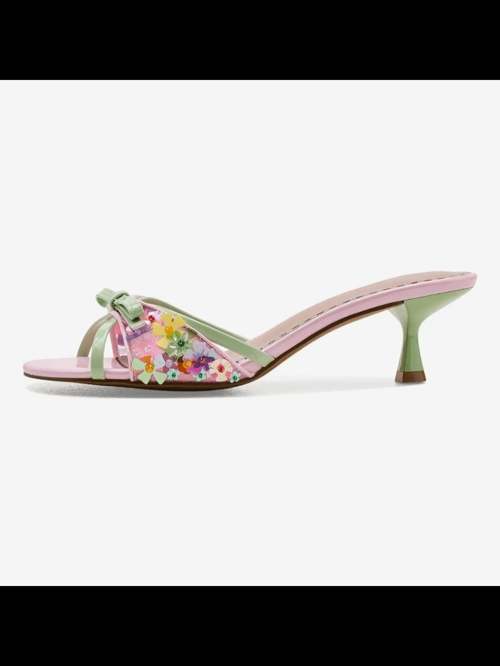 Betsey Johnson Pastel Pink & Mint Floral Slide Sandals - Picture 8 of 9